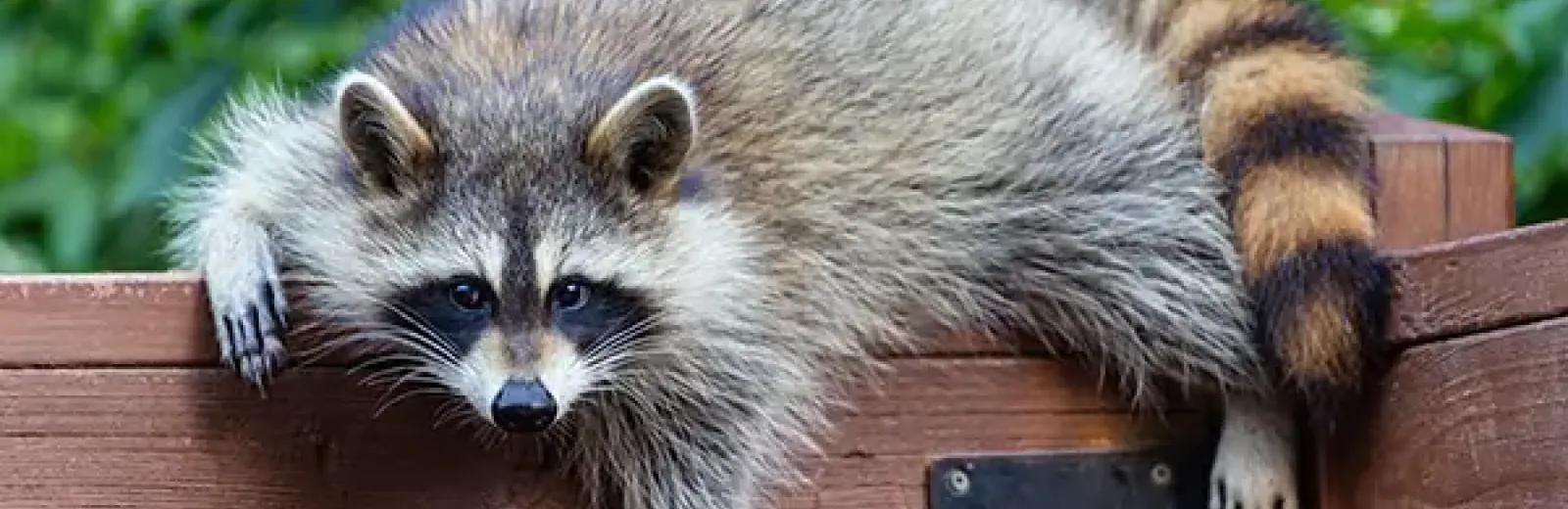 a raccoon on a fence